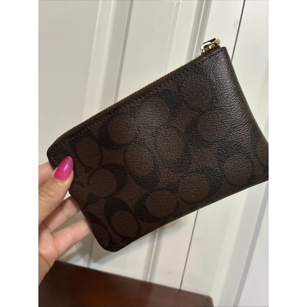 Coach Unicorn Fantasy Signature Wallet Wristlet Leather Brown
